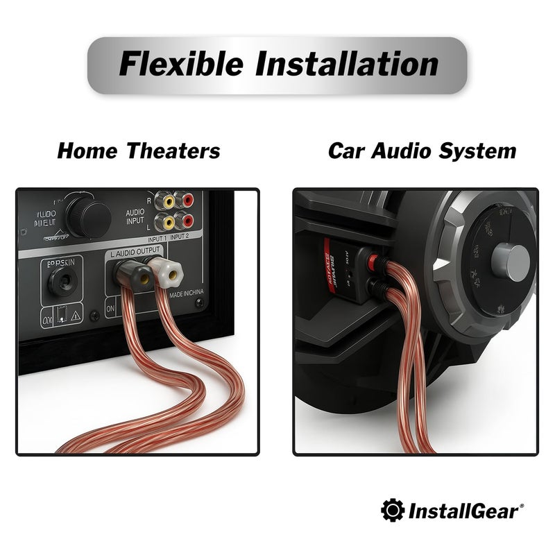 InstallGear 30ft 14 Gauge Speaker Wire - Clear Copper Wire for Car Audio, Home Theater, Surround Sound - Durable PVC Jacket - Easy Polarity ID - Flexible Speaker Cable - Image 4